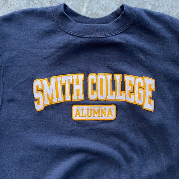Champion Smith College Alumna Navy Blue Crewneck Sweatshirt Small Eco Fleece - Picture 2 of 7